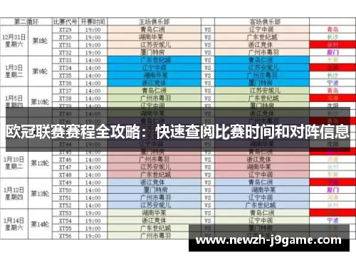欧冠联赛赛程全攻略：快速查阅比赛时间和对阵信息